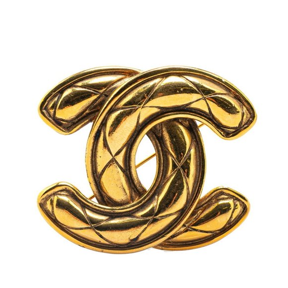 CHANEL Vintage Gold Logo Brooch - Picture 1 of 3
